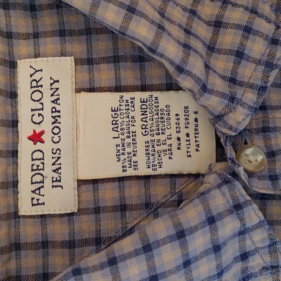 Men's Faded Glory Jeans Company Button Down Shirt Size Large - Picture 2 of 8